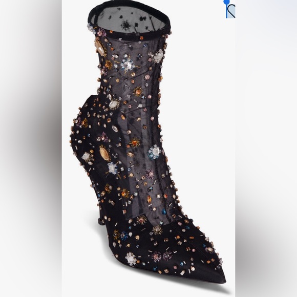 Alexander McQueen Crystal Embellished Mesh 90mm Stiletto Boots - Picture 14 of 14